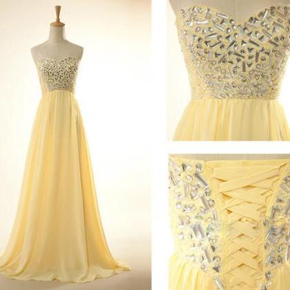 Elegant Yellow Formal Dresses Sweetheart Long..