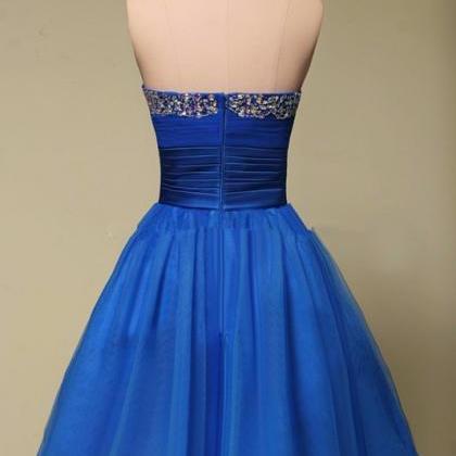 2017 Sexy Short Royal Blue Organza Prom Dress ,..