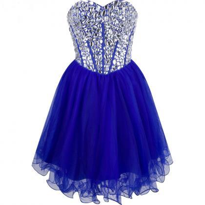 2017 Elegant Royal Blue Short Prom Dresses, Royal..