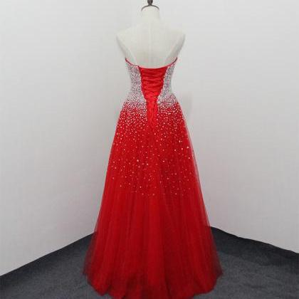 Charming Red Prom Dress Elegant Strapless Evening..