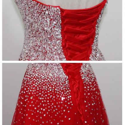 Charming Red Prom Dress Elegant Strapless Evening..