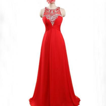 Red Floor Length Chiffon Formal Gown Featuring..