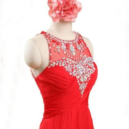 Red Floor Length Chiffon Formal Gown Featuring..