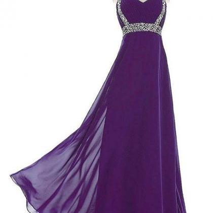 Purple Floor Length Chiffon Formal Gown Featuring..