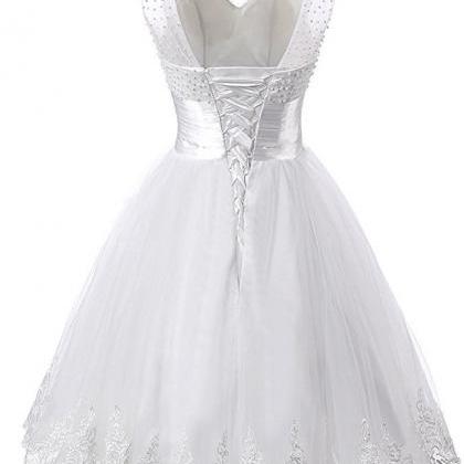 Mini Sweetheart White Tulle Evening Dress ,..