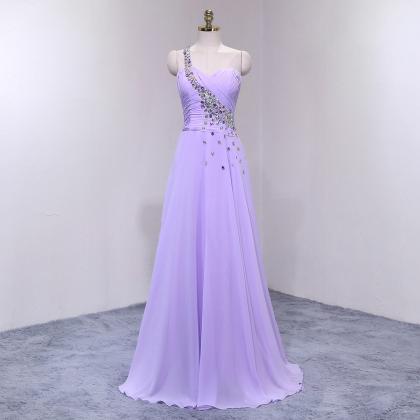Charming Lavender Long Chiffon Formal Gown..