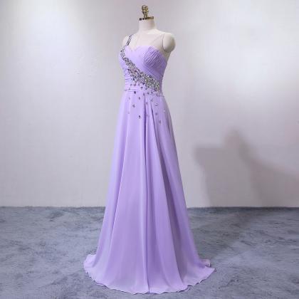 Charming Lavender Long Chiffon Formal Gown..