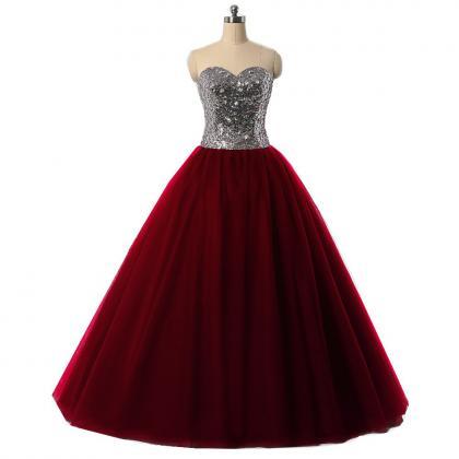 Sexy Burgundy Quinceanera Dresses Ball Gown For 15..