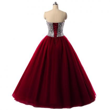 Sexy Burgundy Quinceanera Dresses Ball Gown For 15..