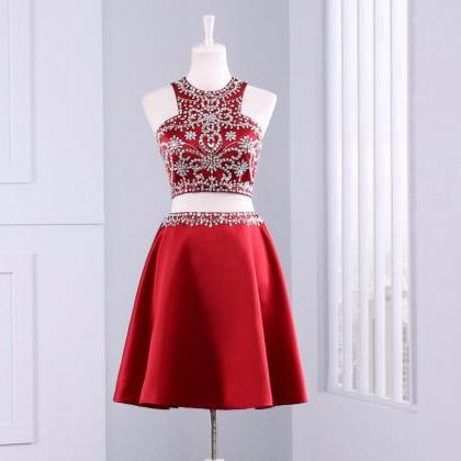 Cute Short 2 Piece Red Evening Dress , Graduation..