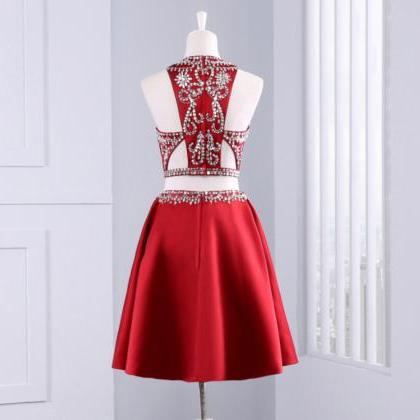 Cute Short 2 Piece Red Evening Dress , Graduation..