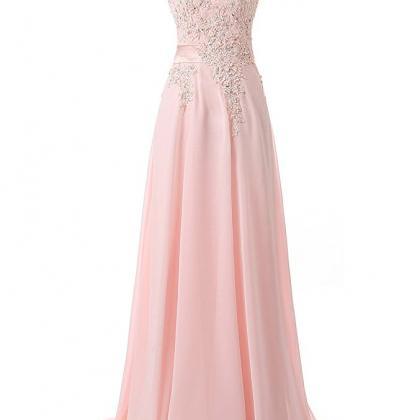Long Pink Bridesmaid Dress,floor Length Pink..
