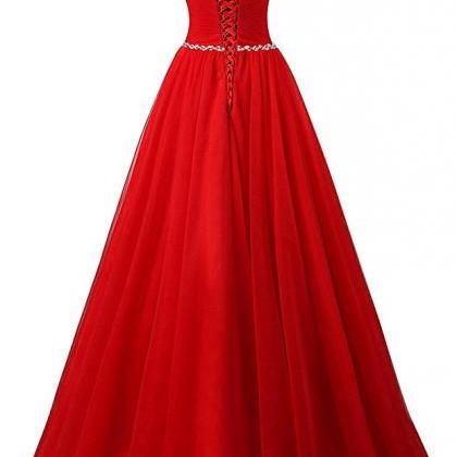2017 Red Prom Dress Sexy Lace-up Tulle Evening..