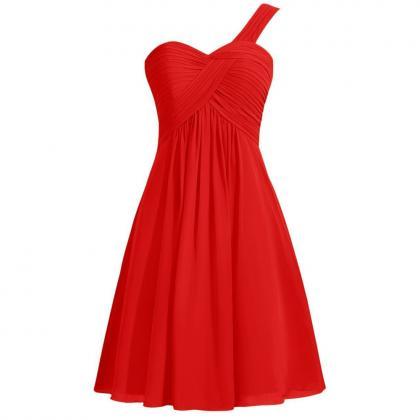 Short One Shoulder Red Homecoming Dress,short A..