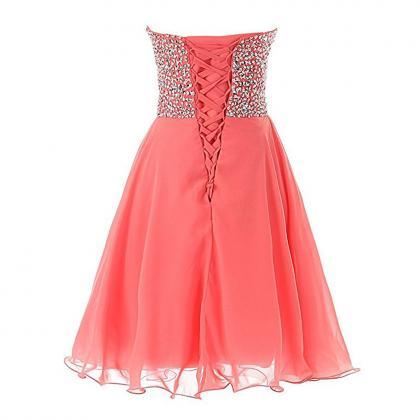 Charming Coral Chiffon Homecoming Dress With..