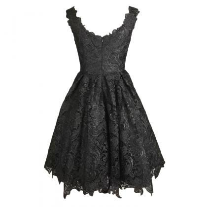 Black Lace Homecoming Dress,sexy Black Short Prom..