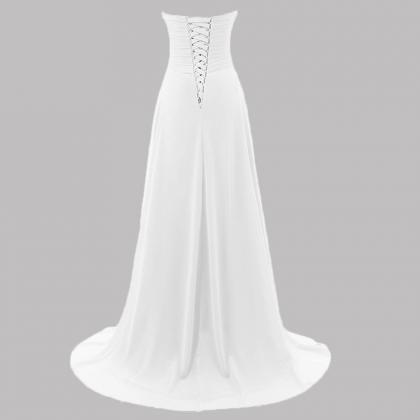 Strapless Sweetheart Ruched Chiffon A-line Wedding..