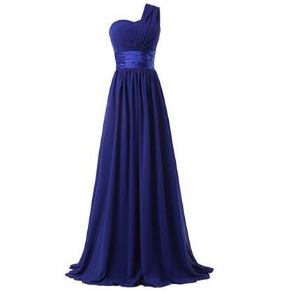 Long Royal Blue Chiffon Formal Dresses Featuring..