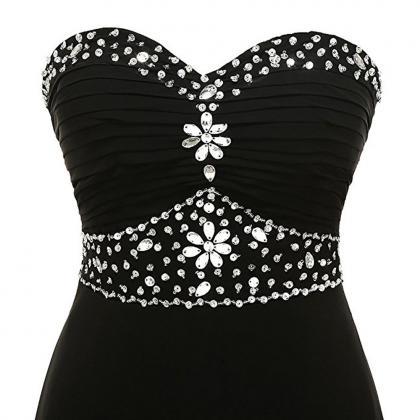 Eyecatching Black A Line Prom Dresses Sweetheart..