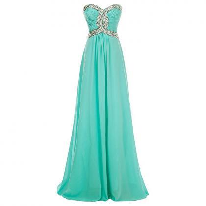 Turquoise Prom Dresses Keyhole Beading Chiffon..