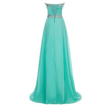 Turquoise Prom Dresses Keyhole Beading Chiffon..