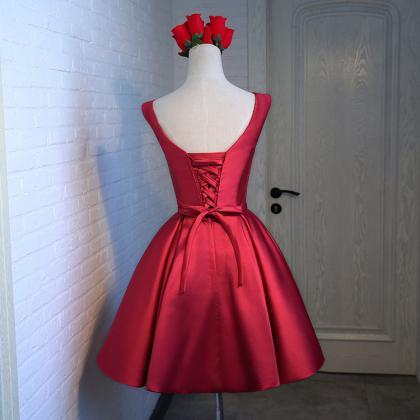 Amazing Red V Neck Short Prom Dress, Red..