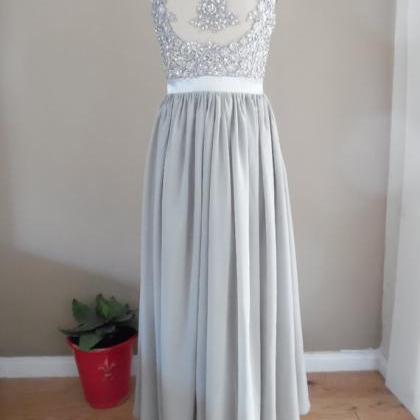 Long Grey Bridesmaid Dress,floor Length Green..