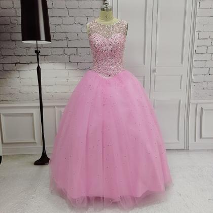 Custom Made Pink Backless Ball Gown Formal Dresses..