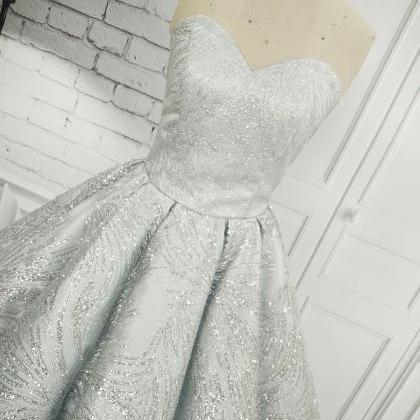 Luxury Ball Gown Grey Sparkly Weddi..