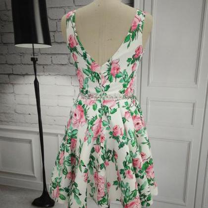 Elegant High Quality Print Short Prom Dresses,..