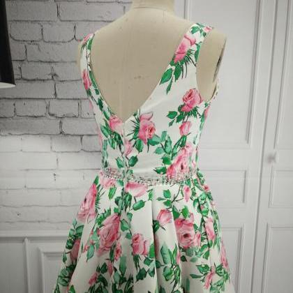 Elegant High Quality Print Short Prom Dresses,..