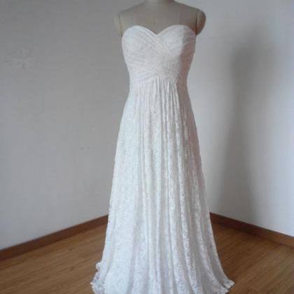Lace Sweetheart Floor Length A-line Wedding Dress..