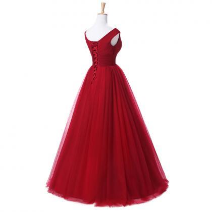 Prom Dress,burgundy Prom Dress,a Line Prom..