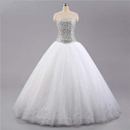 Luxury White Prom Ball Gowns, White..