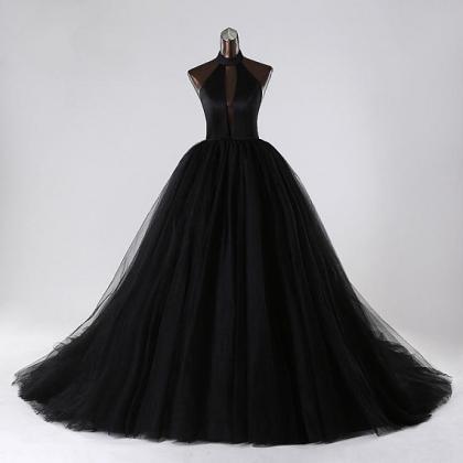 Sexy Black Tulle Backless Prom Dresses Featuring..