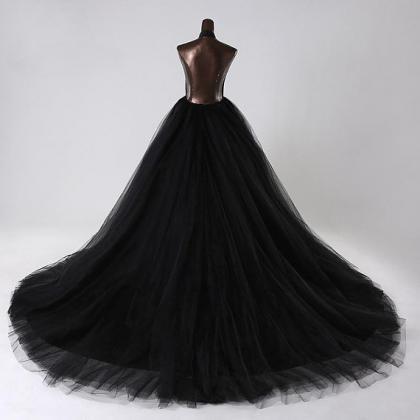 Sexy Black Tulle Backless Prom Dresses Featuring..