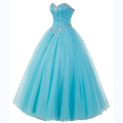 Blue Long Tulle Formal Dress Featur..