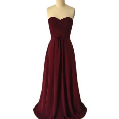 Burgundy Bridesmaid Dress,floor Length A Line..