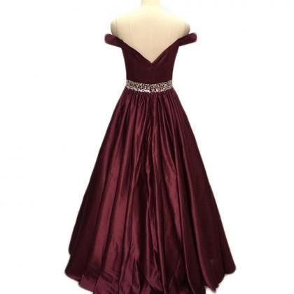 Elegant Long Burgundy A Line Prom Dresses With..