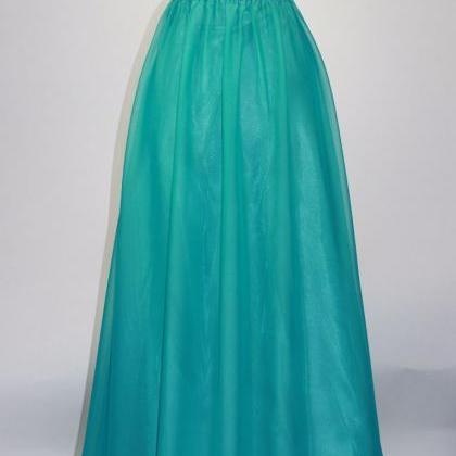  Long Teal A-Line Beaded Prom Dress..
