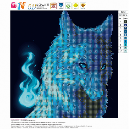 animal diamond painting blue wolf h..