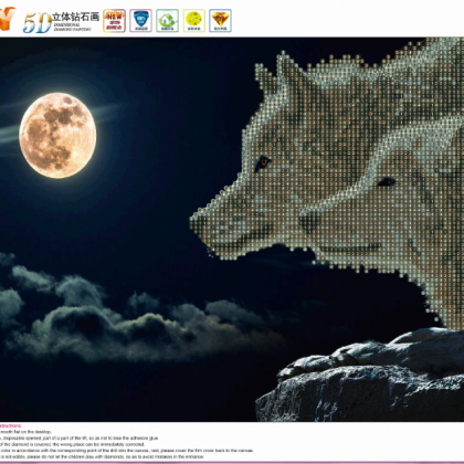 5d Diy Diamond Painting Animal Wolves And Moon..