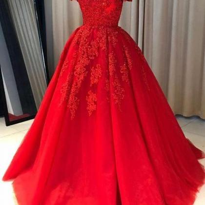 Sexy Red Prom Dresses Tulle Off The Shoulder Tulle..