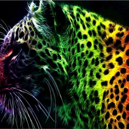Animal Diy Diamond Painting Colorful Leopard Cross..
