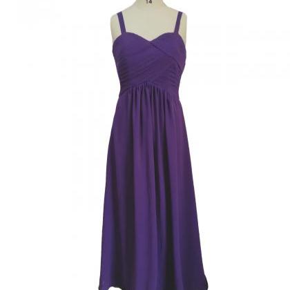 Long A-line Purple Prom Dresses , Spaghetti Straps..