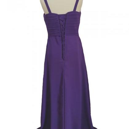 Long A-line Purple Prom Dresses , Spaghetti Straps..
