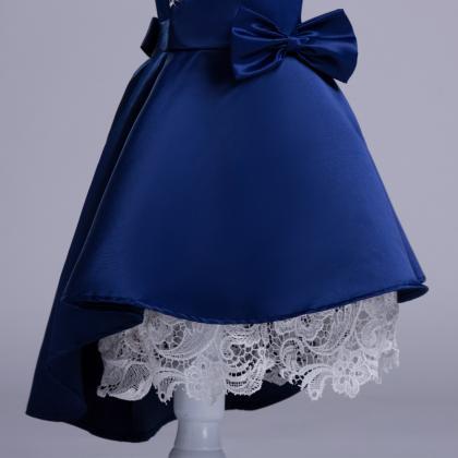 2018 High Low Navy Blue Flower Girl Dresses For..