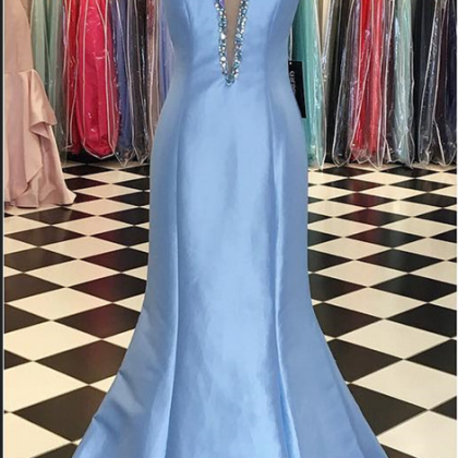 Prom Dress,mermaid Prom Dress,light Blue Prom..