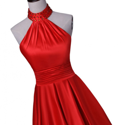 Sexy Halter Red Evening Dresses,Lon..