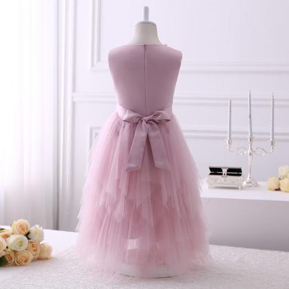 Blush Pink Flower Girl Dresses,lace Applique..